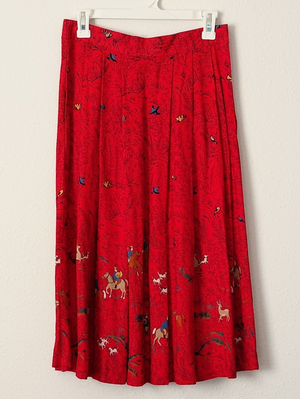 Vintage Red Hunting Theme Print Skirt